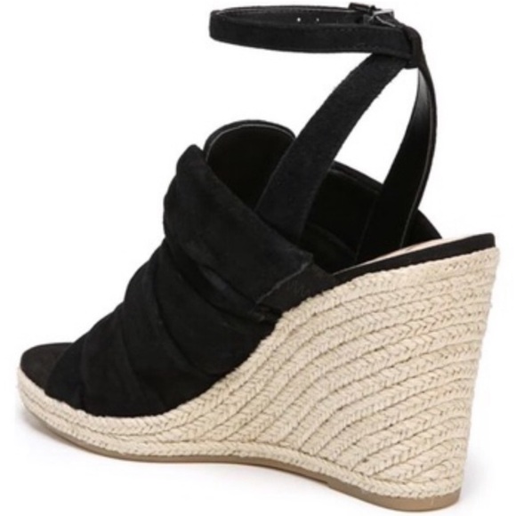 Sam Edelman Awan Black Suede Espadrille Wedge Slingback Sandals Size 8.5 EUC - Picture 4 of 12